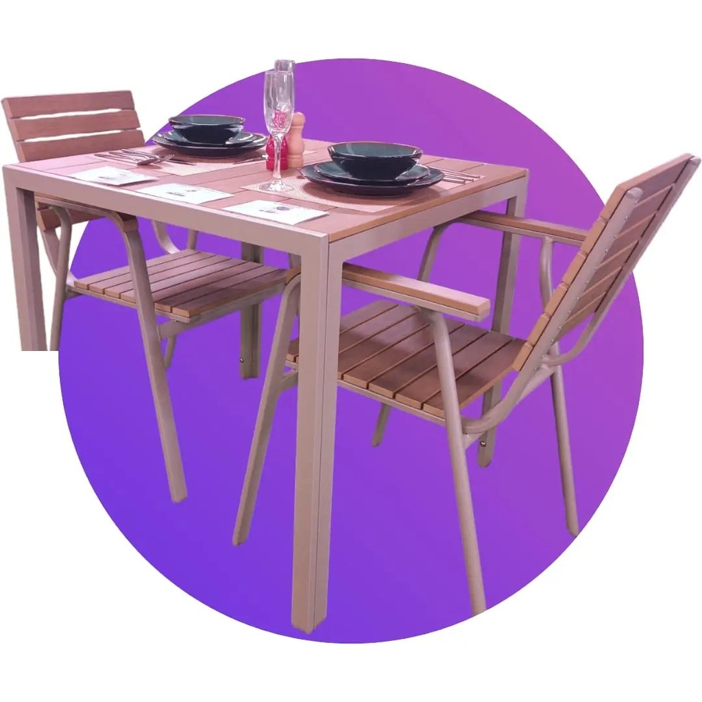 Table jardin carrée aluminium beige_2.webp