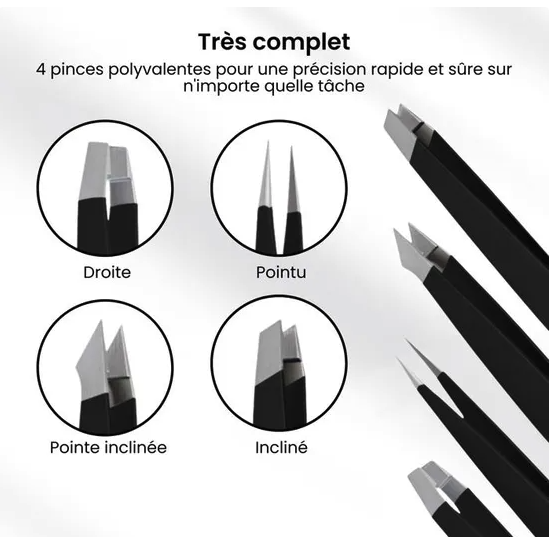 Set de 4 pinces à épiler