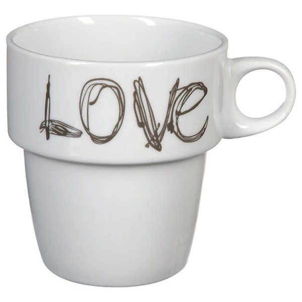 Rack 6 mugs m love 26cl, multicolore