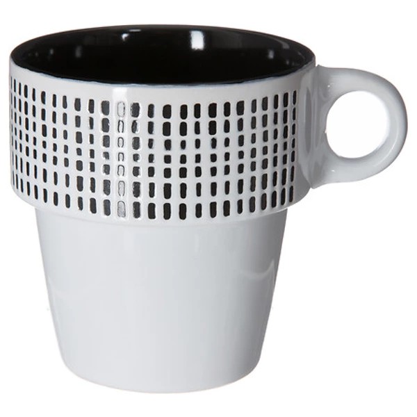 rack 6 mugs m ethnik 26cl, noir & blanc