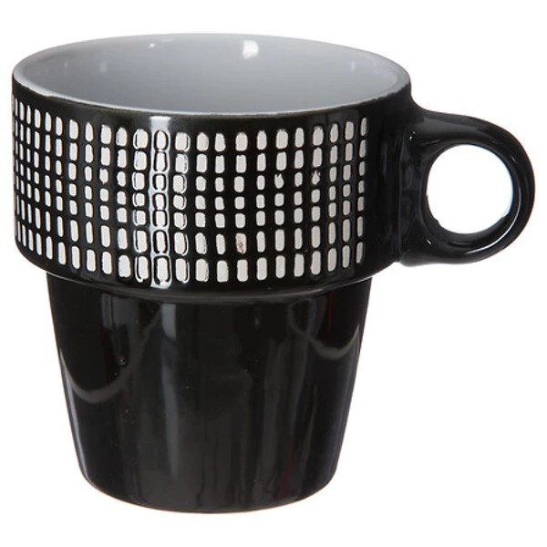 rack 6 mugs m ethnik 26cl, noir & blanc