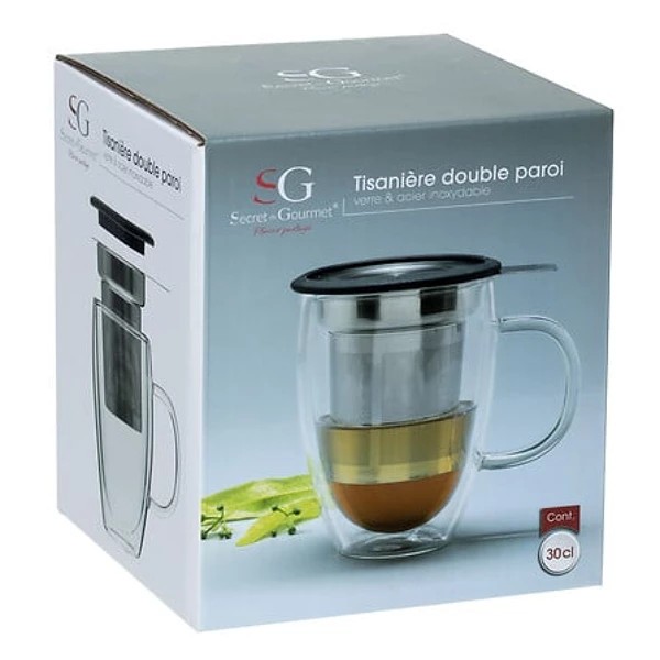 Tisaniere db paroi clea 30cl, transparent