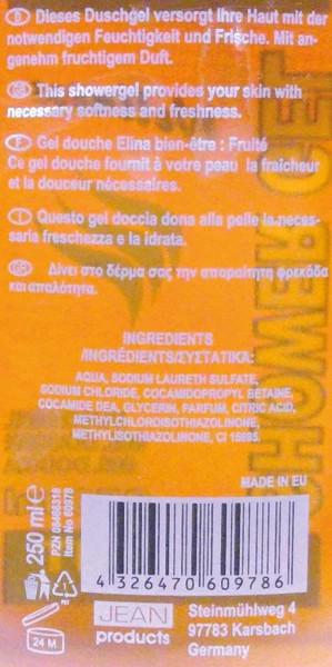 Gel douche Elina 250ml fruits de bien-être