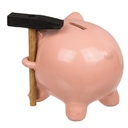 Tirelire, cochon avec marteau, env.15 cm,