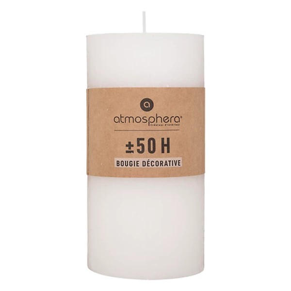Bougie ronde olia blanche 6.8x14, blanc