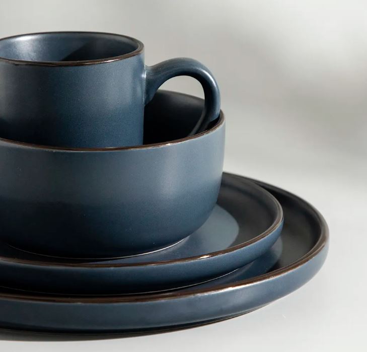 SET VAISSELLE GRÈS 16 PIÈCES EN GRIS