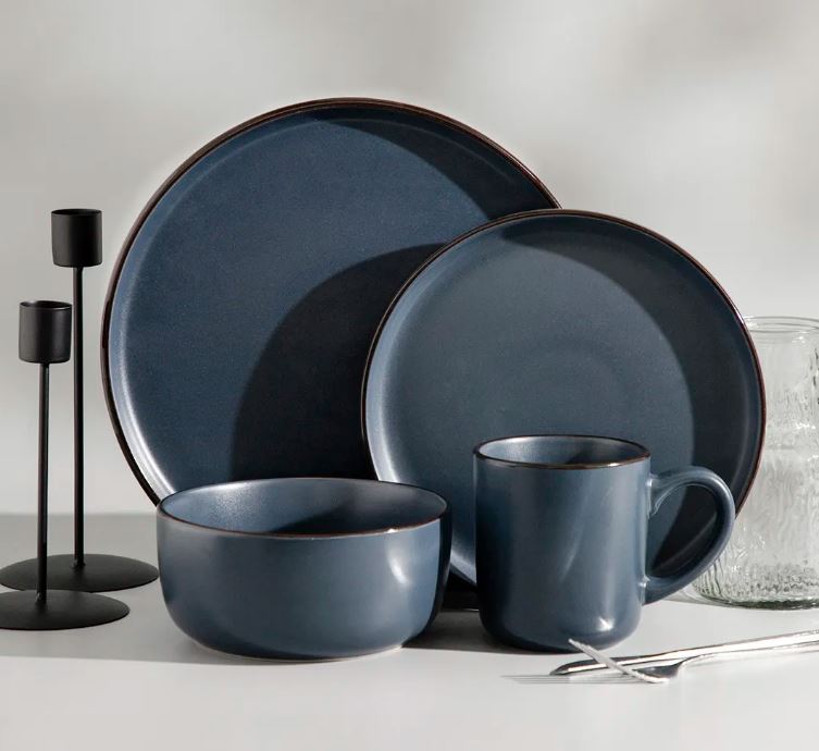 SET VAISSELLE GRÈS 16 PIÈCES EN GRIS