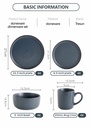 SET VAISSELLE GRÈS 16 PIÈCES EN GRIS