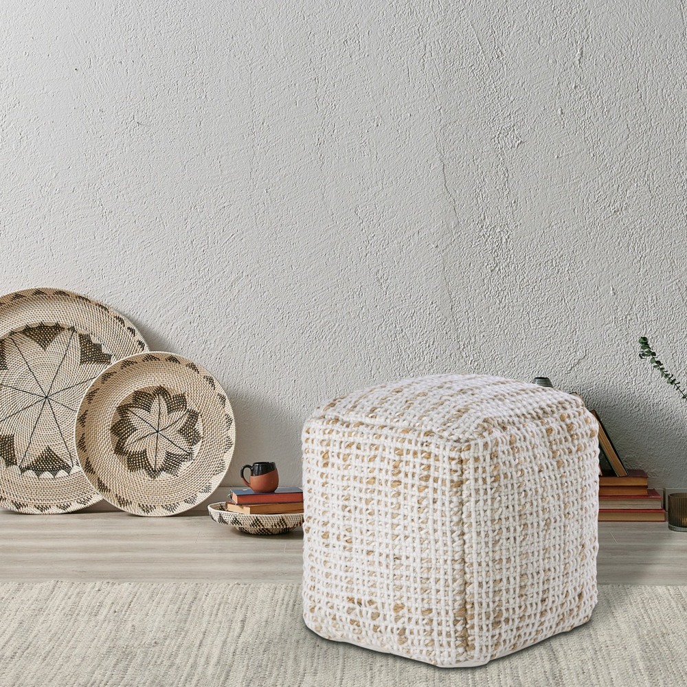 Pouf tabouret carré jute 45x45x45cm 