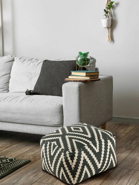 Pouf Cube Kilim Noir