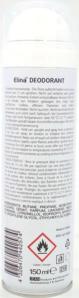 Deospray Elina 150ml pour les femmes Sport Sensuel