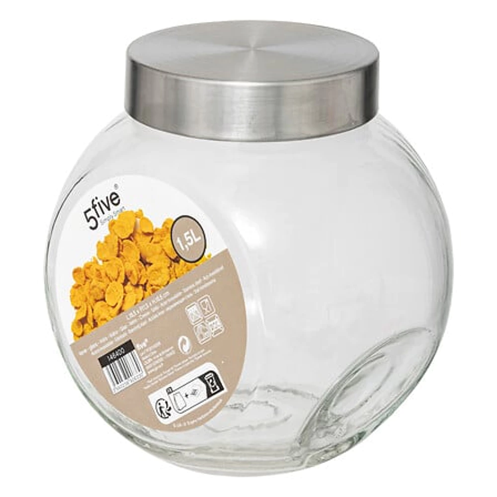 bocal pen verre et inox 1,5l nixo, transparent
