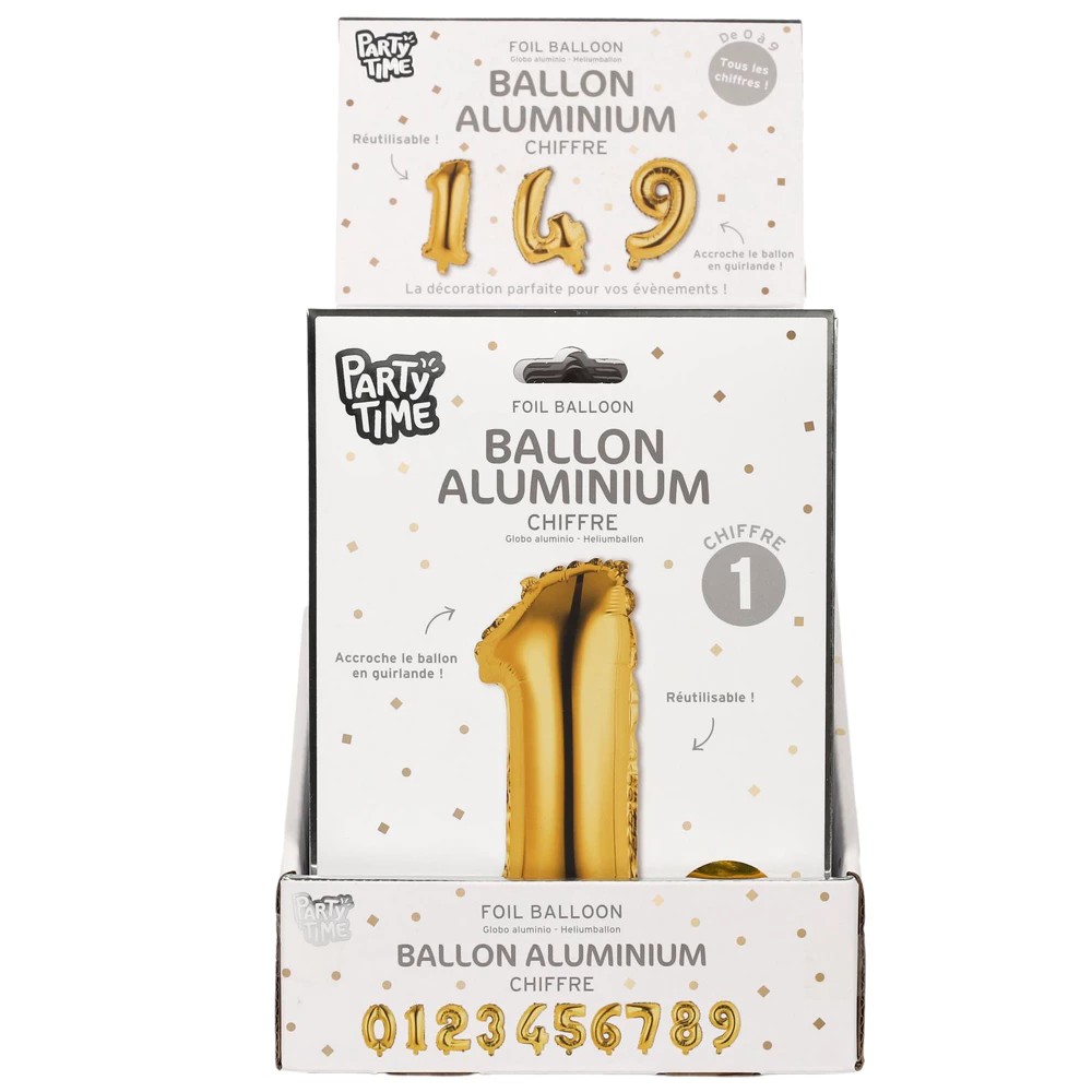 ballon chiffre reutilisable 35cm, 20-fois assorti