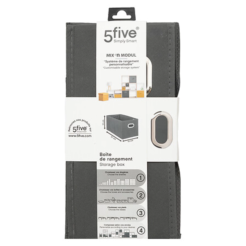 boîte rangement 15x31 gris anth uni, gris foncé