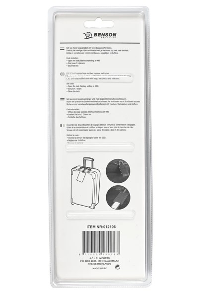 Etiquette valise + cadenas 4 pièces