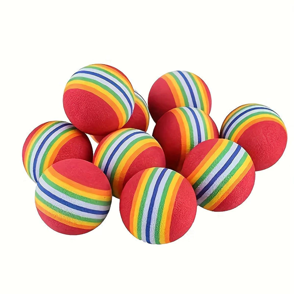 10 balles en mousse à rayures arc-en-ciel pour cha