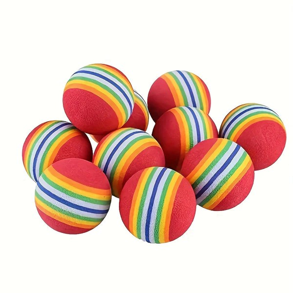10 balles en mousse à rayures arc-en-ciel pour cha