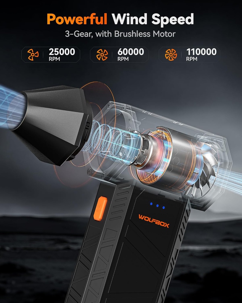 Wolfbox MF50 souffleur d'air 110k rpm