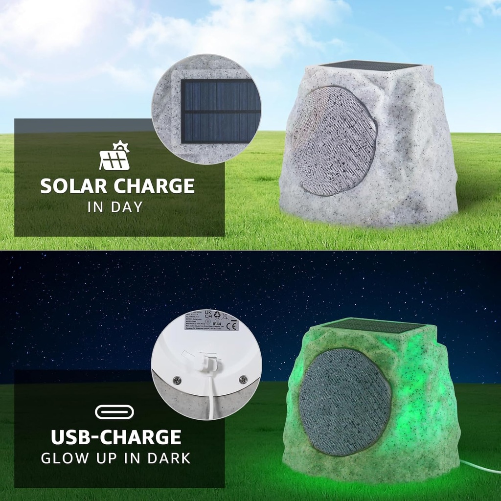 Speakers Rocher resistant à l'eau (2pcs) RGB Solaire