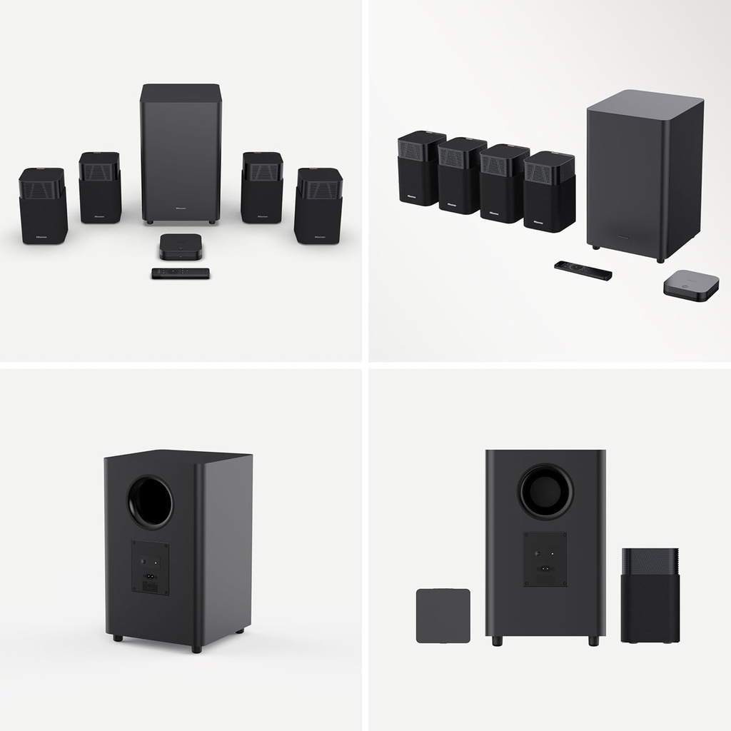 home cinema Hisense Devialet HT Saturn 4.1.2 canaux avec caisson de basses sans fil, Dolby Atmos, DTS:X, Bluetooth 5.3, EzPlay, HDMI 
