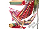 Hamac de jardin XXL pour deux personnes, grande barre beige