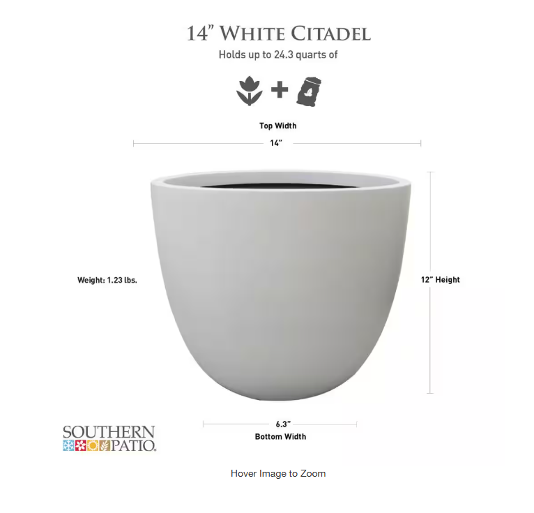 JARDINIERE EN PLASTIQUE BLANC 14" - 35.56cm