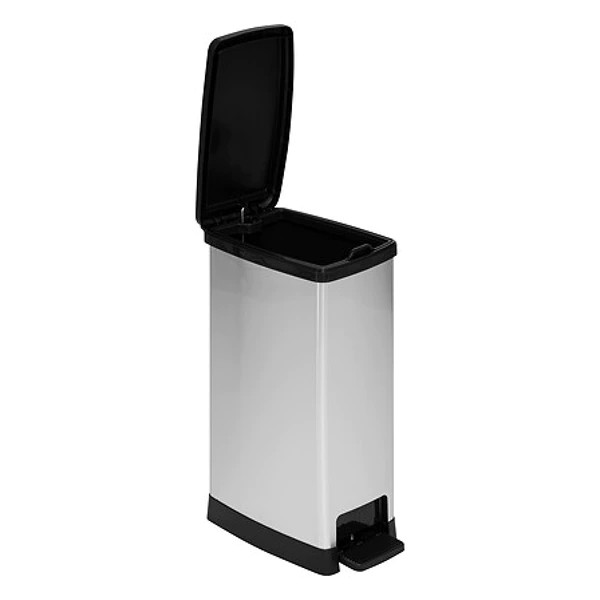 poubelle ped plast 40l slim soft c, argent