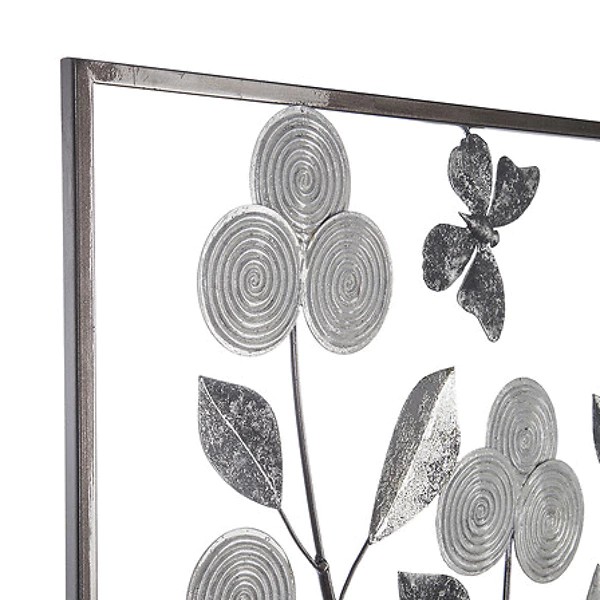 Déco murale métal Fiore 50x50 cm, gris