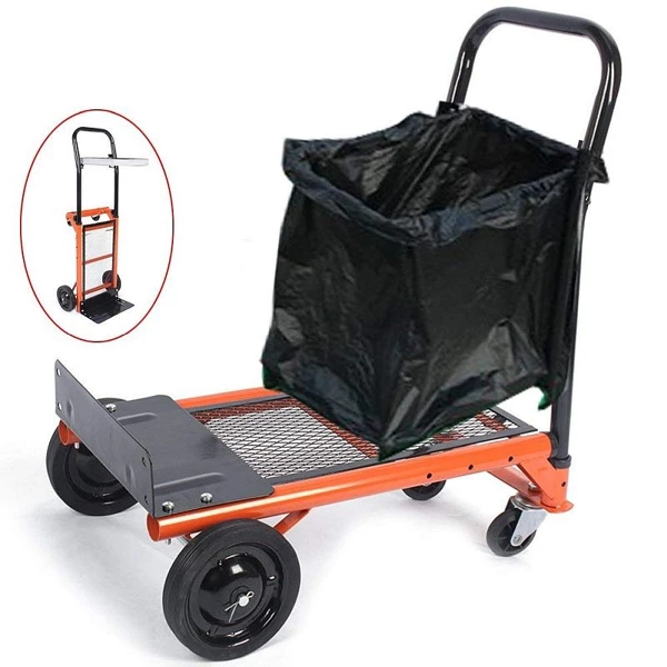 Chariot portatif à 4 roues, support pour sac poubelle