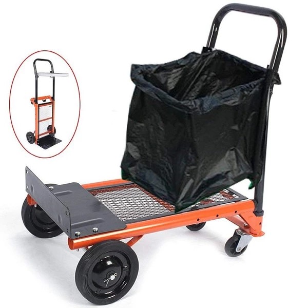 Chariot portatif à 4 roues, support pour sac poubelle