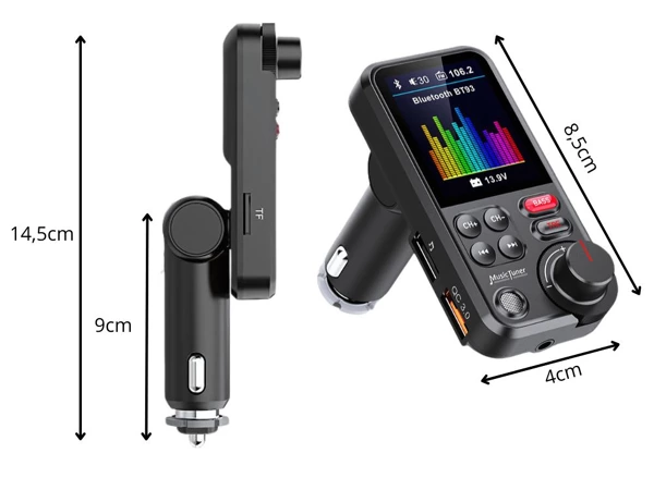 Transmetteur Bluetooth 5.0 USB QC TF Bass LCD 12-2