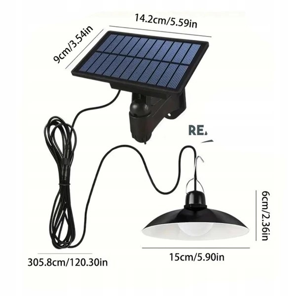 Lampe de jardin solaire LED suspendue avec détecteur