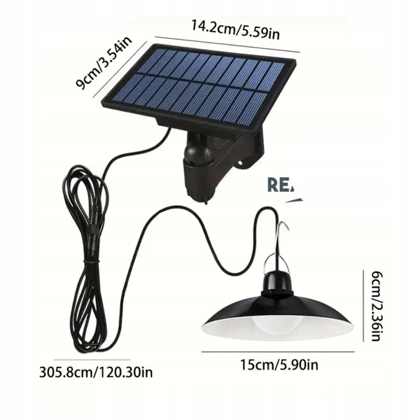Lampe de jardin solaire LED suspendue avec détecteur