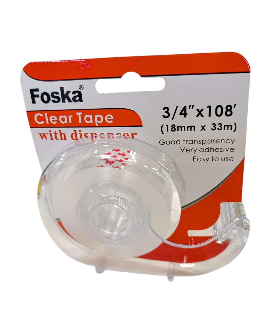 T-STATIONERY RUBAN ADHÉSIF TRANSPARENT AVEC DISTRIBUTEUR FOSKA