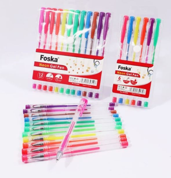 12 STYLO GEL NEON FOSKA 