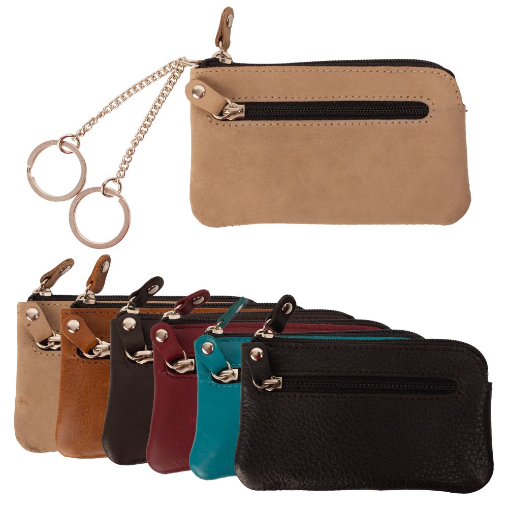 Sac à clés avec 2 anneaux - cuir de vachette assor