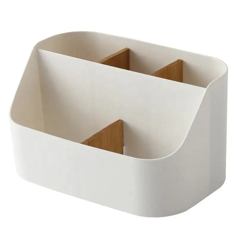 Boite rangement, séparations amovibles en bambou. L19,2x l17,5 xH10,2 cm