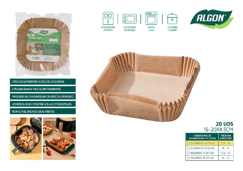 Set of 20 calgon airfryer paper bases