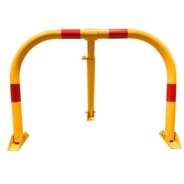 Folding and locking parking barrier