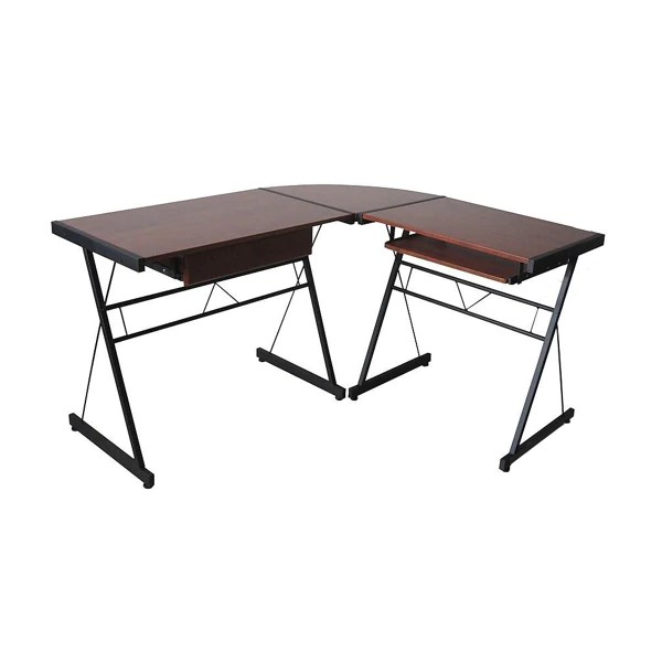 Table de bureau en L Marron foncé