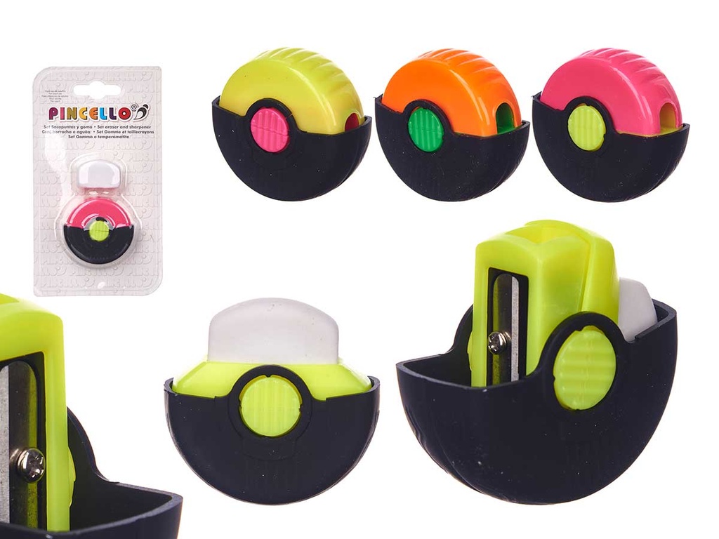 Round eraser leaflet set, 4 matching