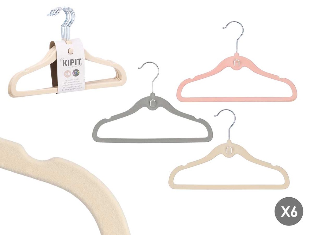 Set de 6 cintre creme en velours KIPIT pour enfants 