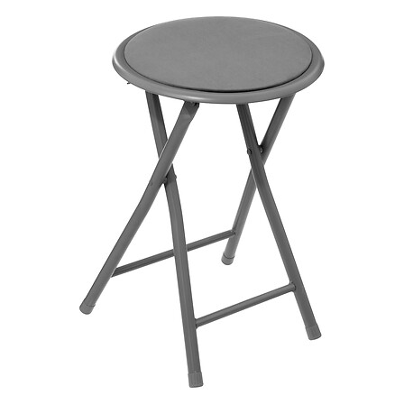 Gray velvet folding stool, black