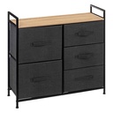 [138933 ZEN06] Meuble Rangement 5 tiroirs Tissa gris foncé