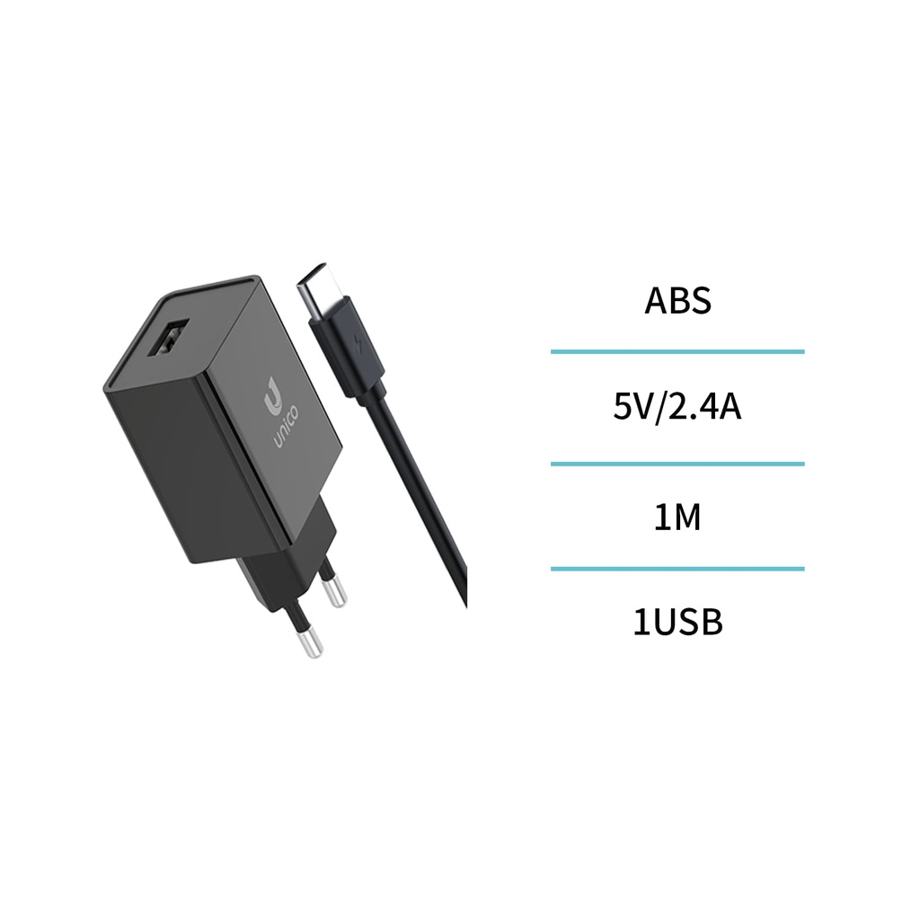 USB charger with cable 1m USB to type-C