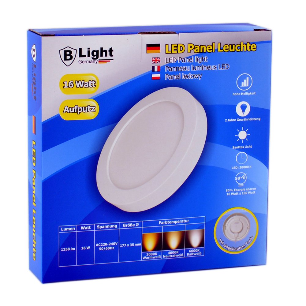 Panneau LED and Saillie - 16 Watts - Round