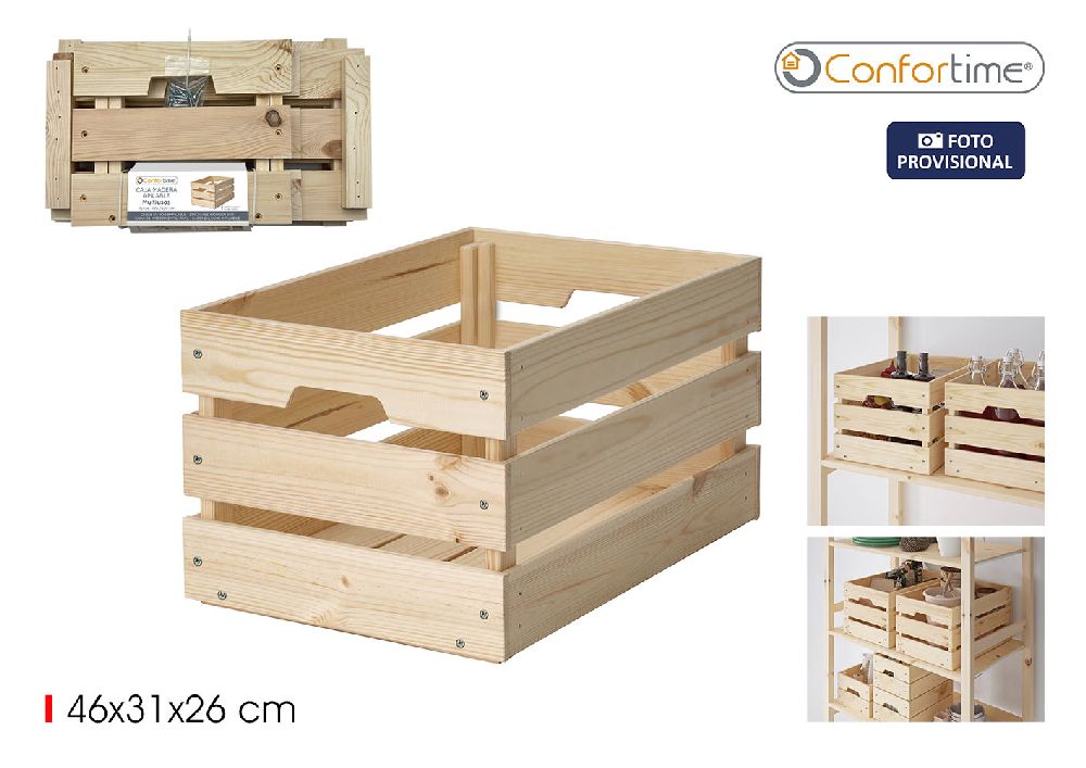 Caisse en bois empilable 46x31x25cm confortable