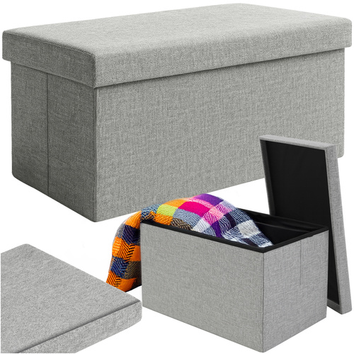 Pouf en tissu gris 76x38x38cm