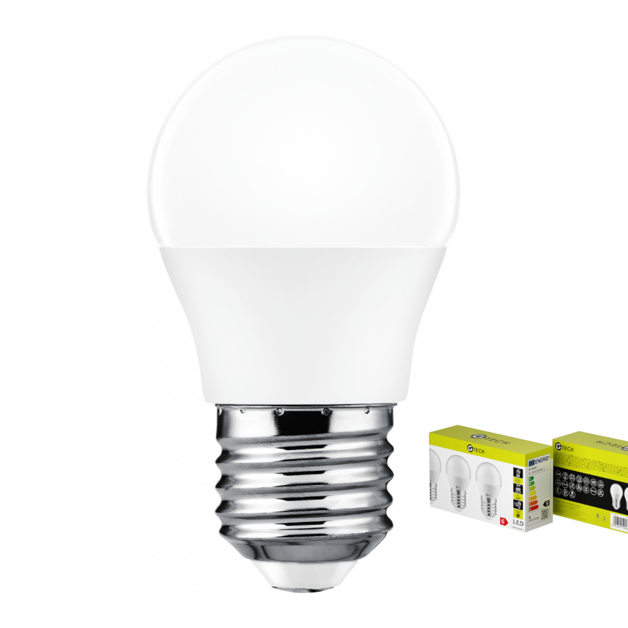 LOT DE 3 Ampoule LED G-TECH, B45, E27, 5,0 W, 400 lm, 4000