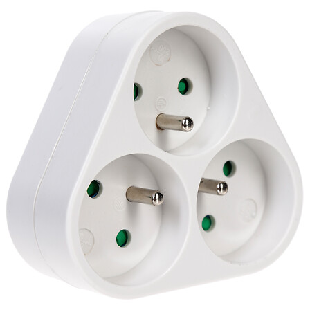 3-ground wall power strip, white